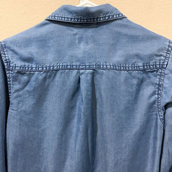A New Day Shirt Small S Blue Button-Up Long Sleeves Chest Pocket 100%‎ Lyocell - Picture 9 of 10